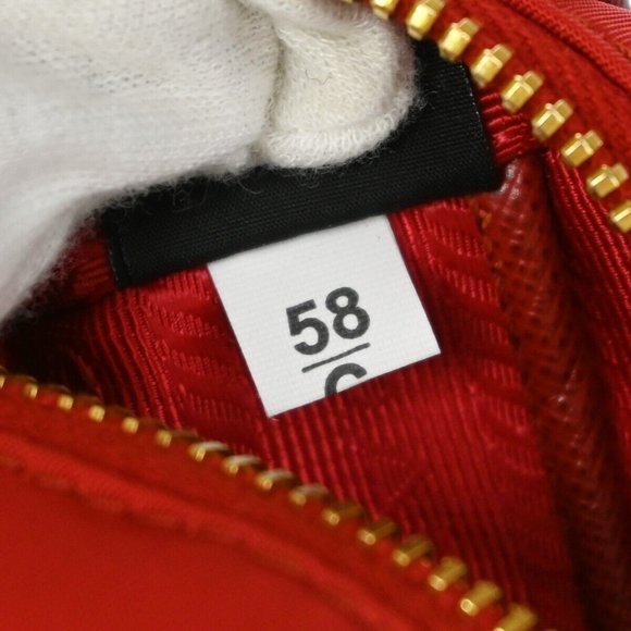 PRADA Tessuto Fiocco Bow Mini 2way Shoulder Bag Nylon Leather Rosso - Picture 12 of 15